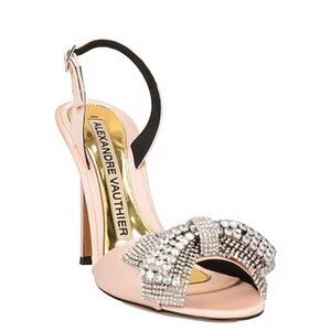 Revolve ALEXANDRE VAUTHIER Pink Satin Crystal Embellished Bow Slingback Heels